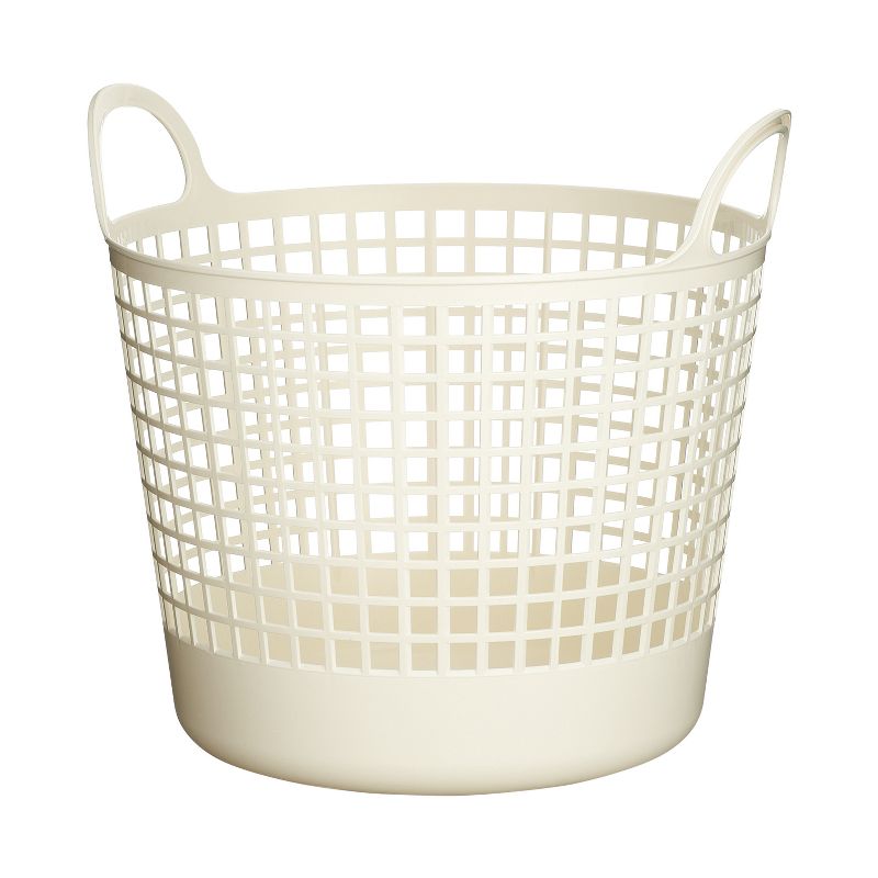 Like-It SCB-1 Midcentury Modern Scandinavian Style Round Durable Plastic Storage Basket for Home Storage and Organization, White
