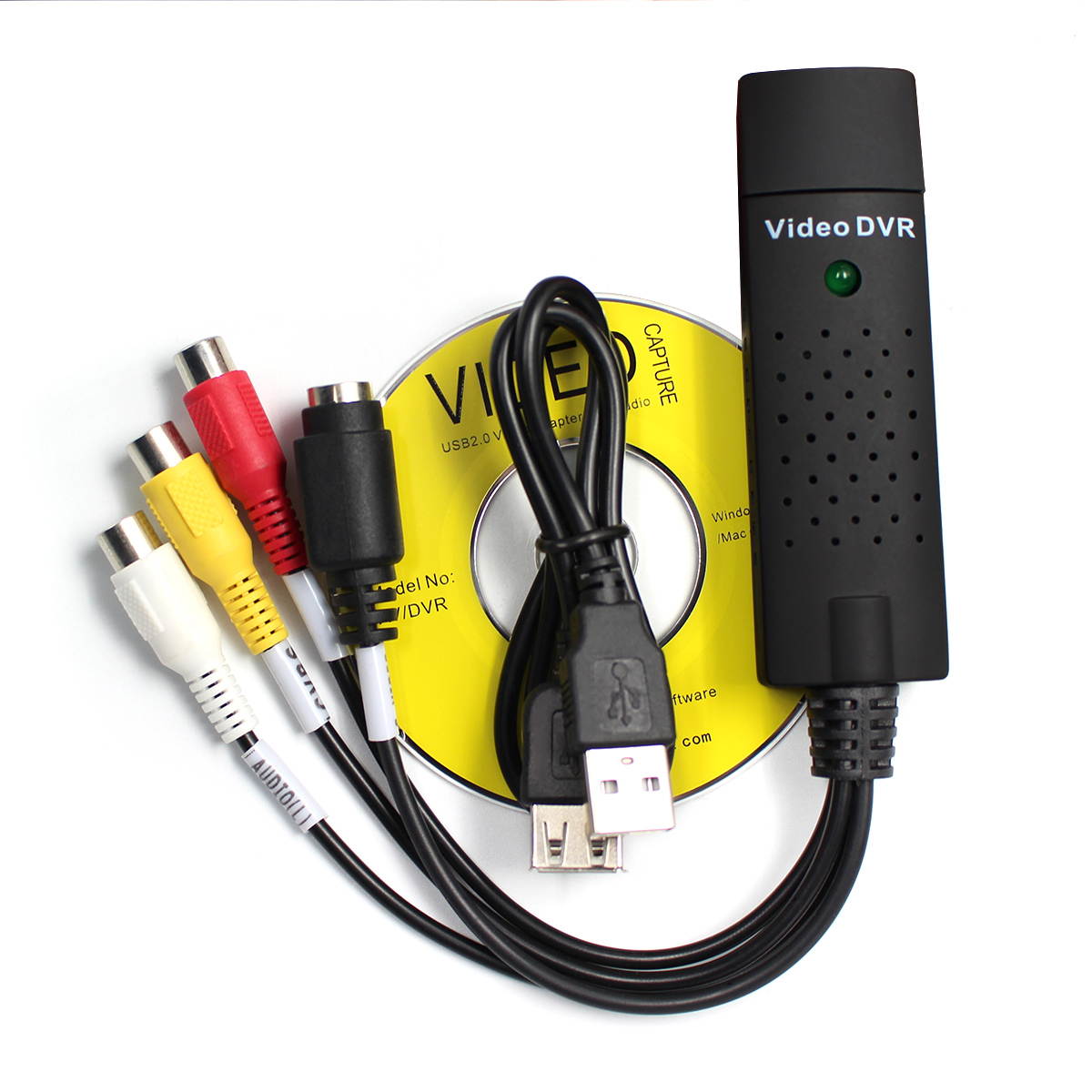 USB 2.0 Easycap Capture 4 Channel Video TV DVD VHS Audio Capture Video Adapter Card TV Video DVR for Windows 10/8/7/XP