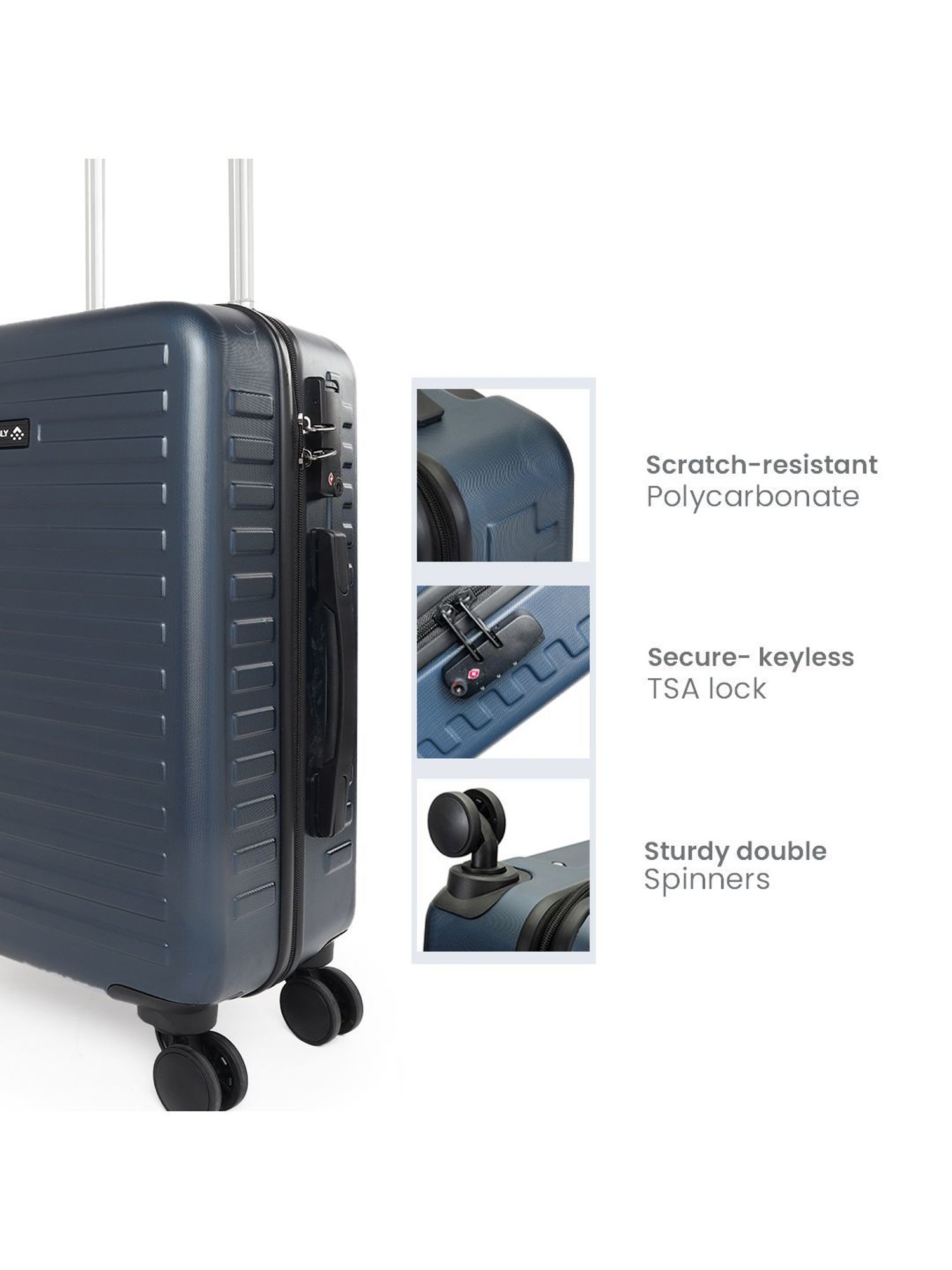 Assembly Blue Cabin Trolley Bag (20 inch) with Hard Shell Backpack