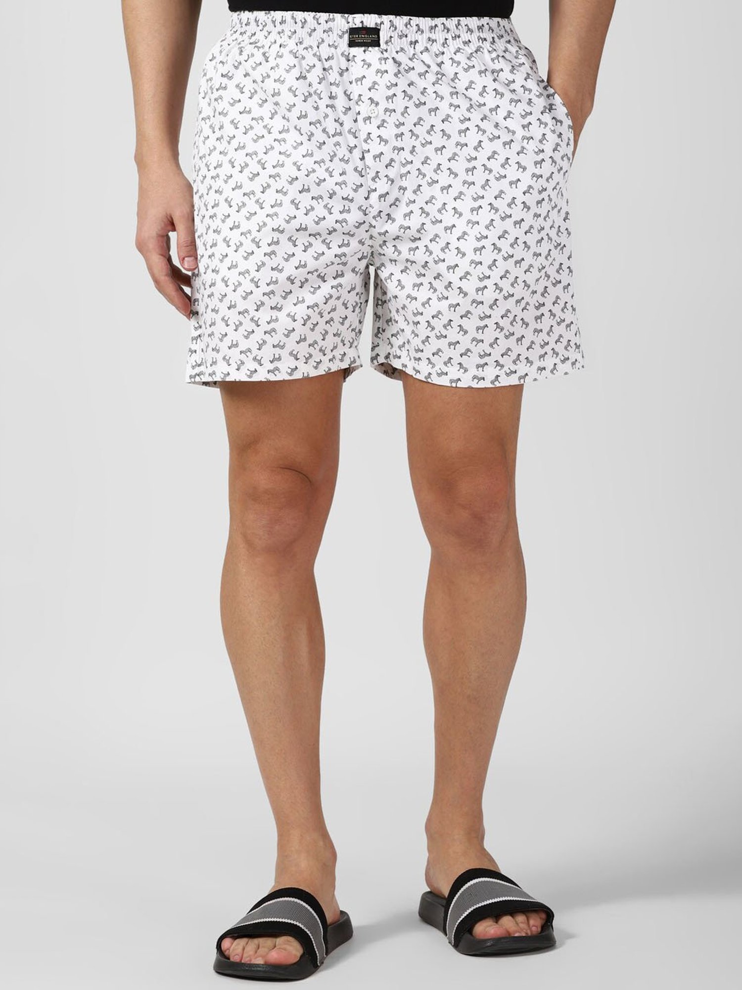 Peter England White Cotton Regular Fit Printed Boxers