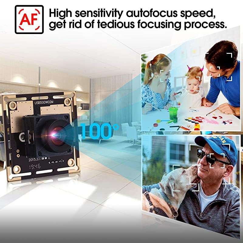 Webam 5 Megapixel USB Camera Module with 100 Degree Lens HD 2592X1944 USB Webcamera with CMOS OV5640 Sensor USB with Camera,Mini Webcam for Windows Mac Andriod Linux,Plug&Play