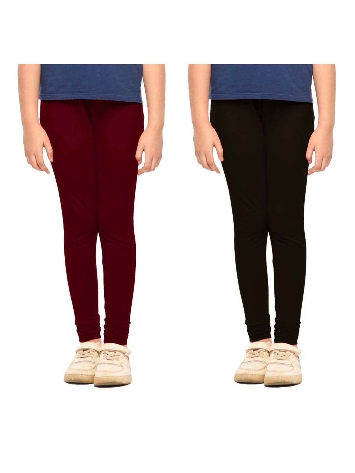 Jockey Kids White & Black Cotton Striped Leggings