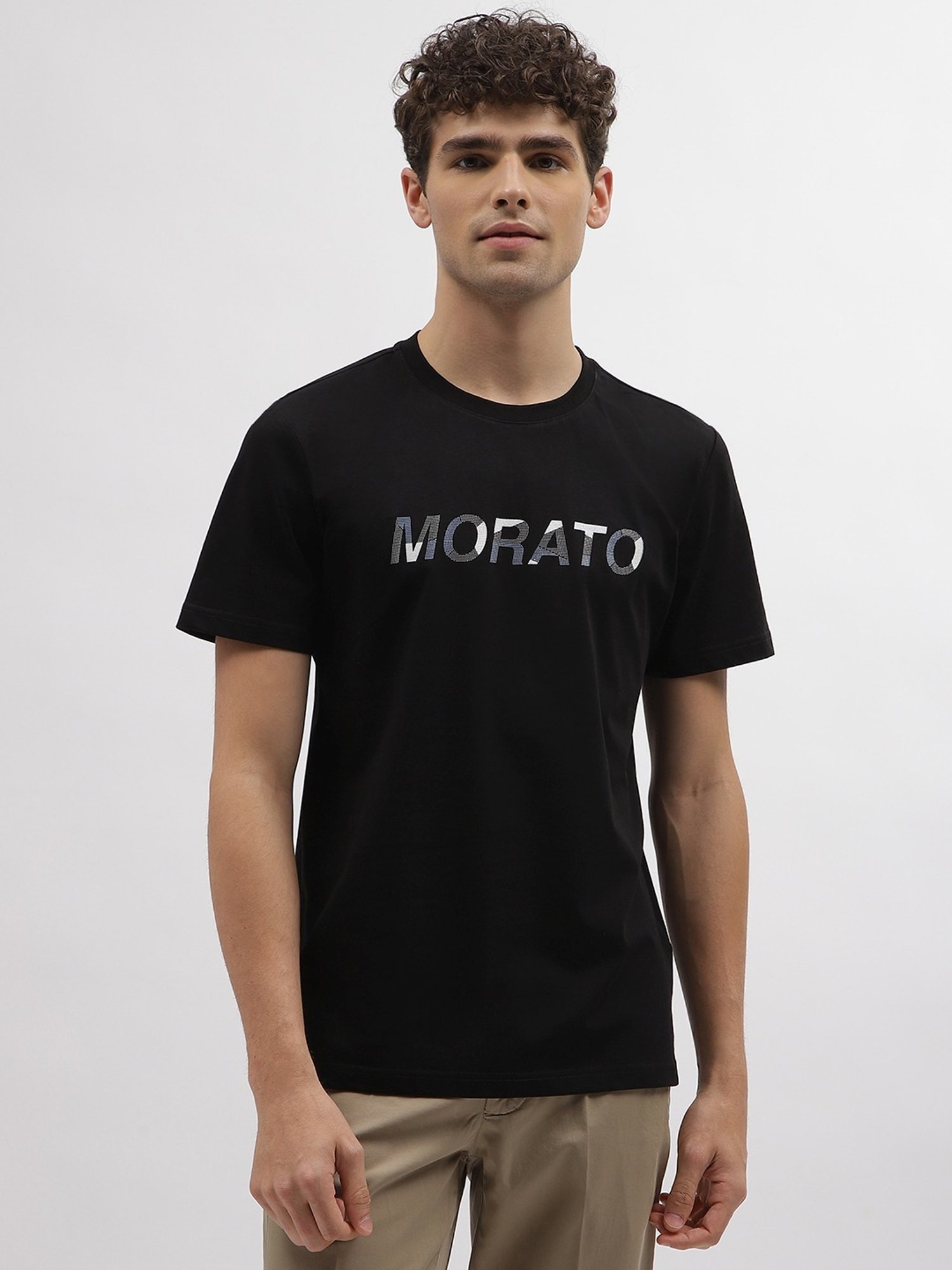 Antony Morato Black Cotton Slim Fit Printed T-Shirt