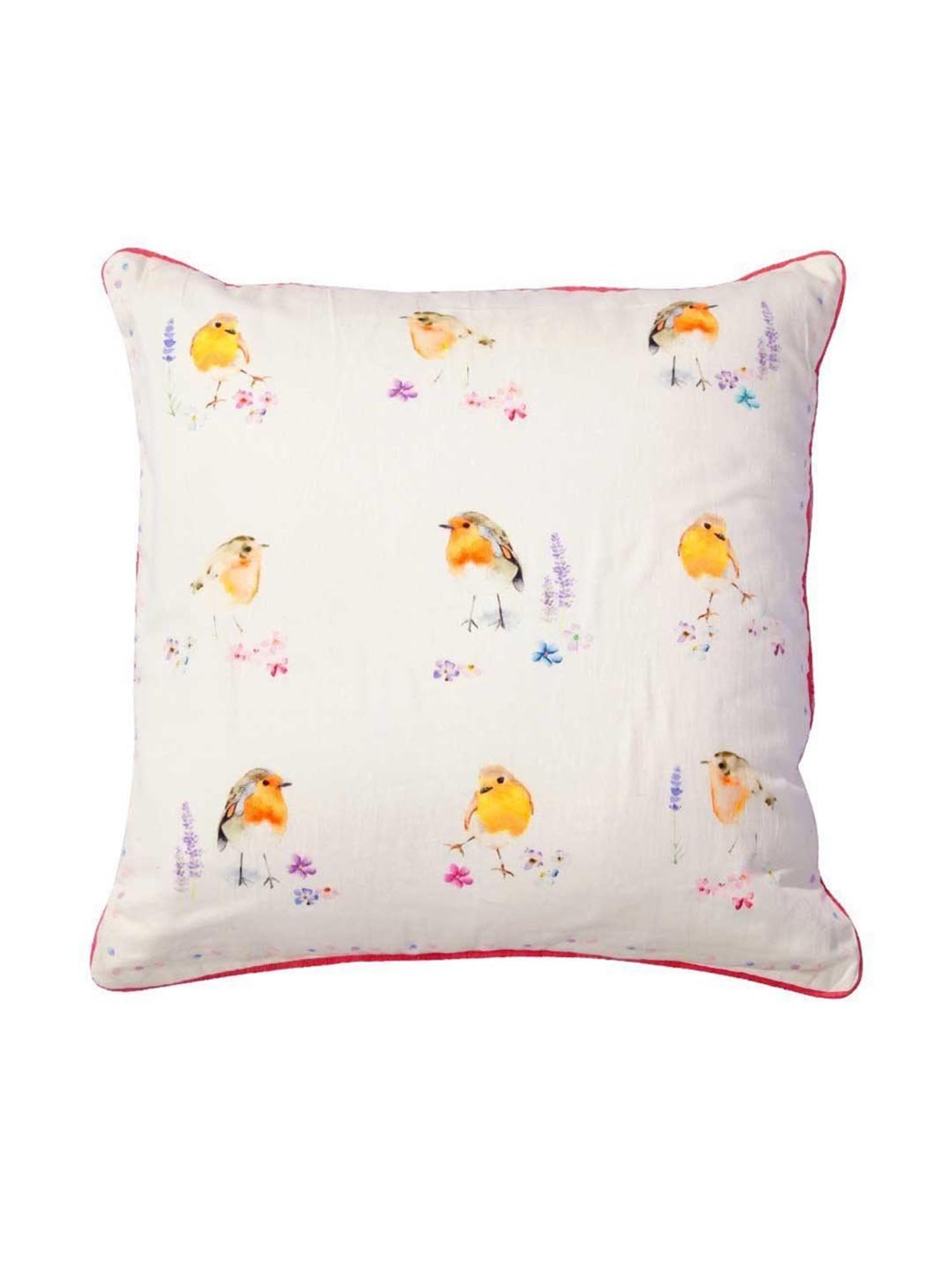 Home4U Nove White & Pink Cotton Cushion Cover - Set of 1