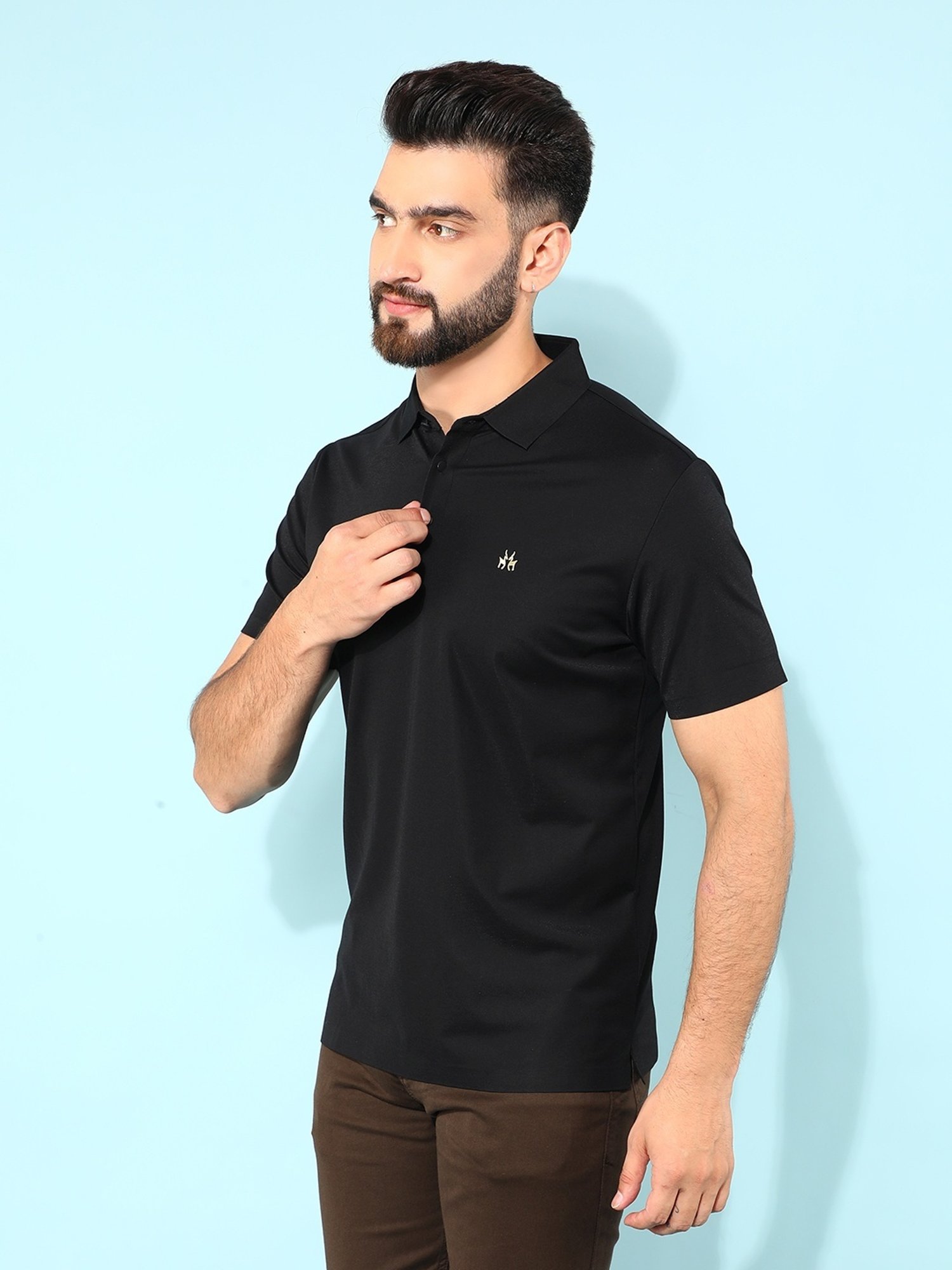 Crimsoune Club Black Slim Fit Polo T-Shirt
