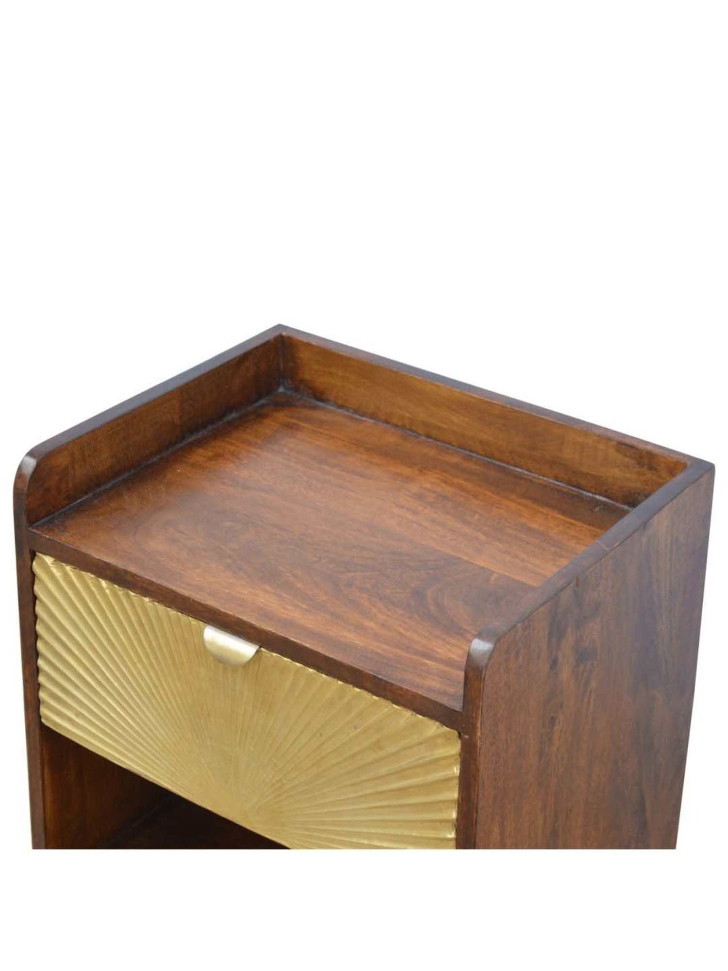 Artisan Furniture Textured Manila Brown Bedside Table With Golden Drawer