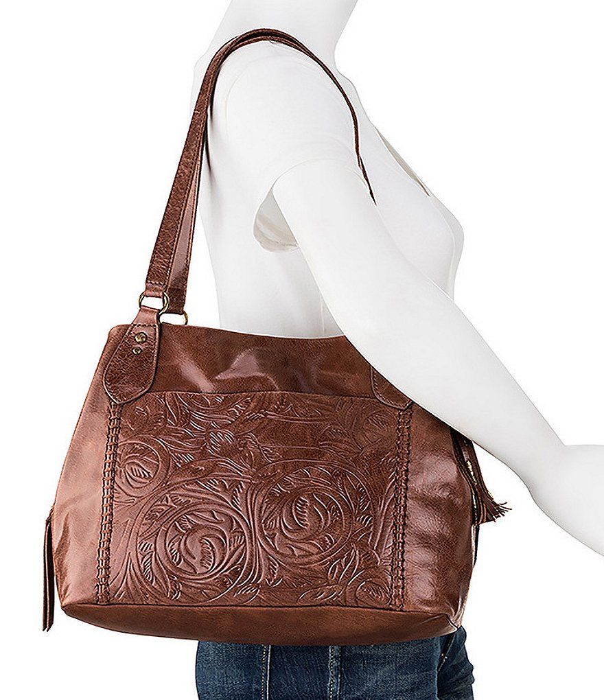 The Sak Embossed Leather Melrose Satchel Bag