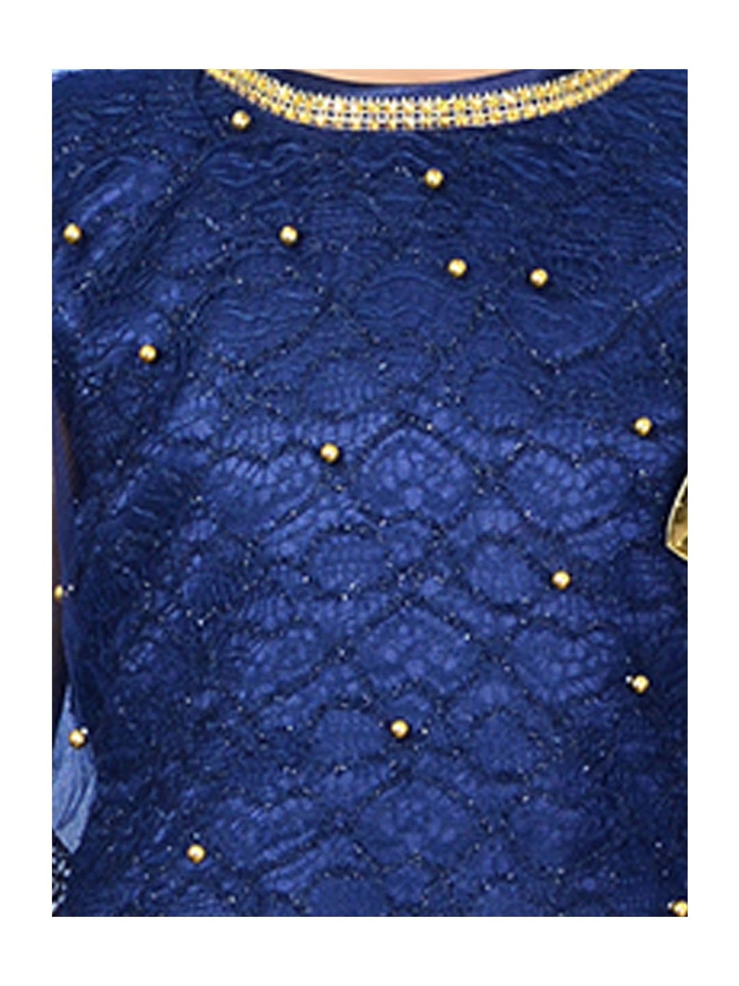 Ahhaaaa Kids Navy Embellished Dress, Wings, Hair Band with Fairy Stick