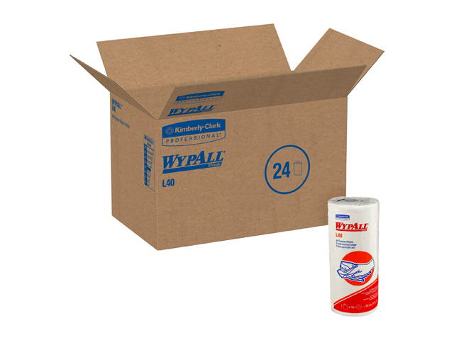 WypAll L40 Disposable Cleaning and Drying Towels (05027), Limited Use Towels, White, 24 Rolls per Case, 70 Sheets per Roll, 1,680 Sheets Total