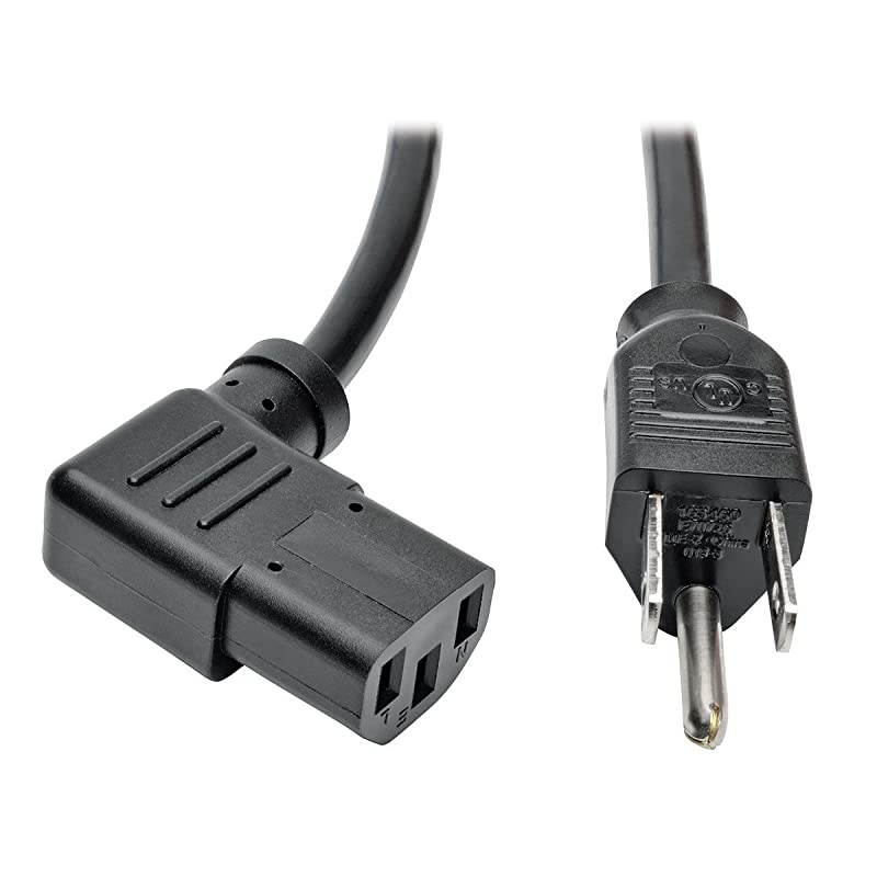 Standard Computer Power Cord 10A 18AWG NEMA 515P to Right Angle IEC320C13 14ft P00601413RA
