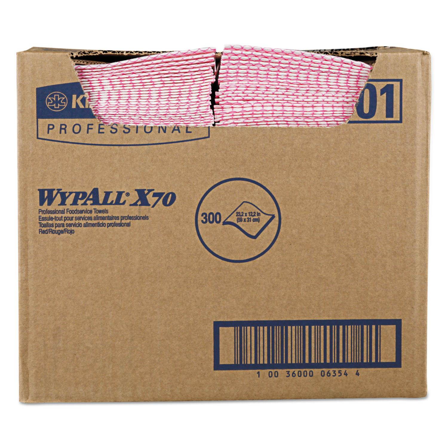 WypAll X70 Wipers 12 1/2 x 23 1/2 Red 300/Box 06354