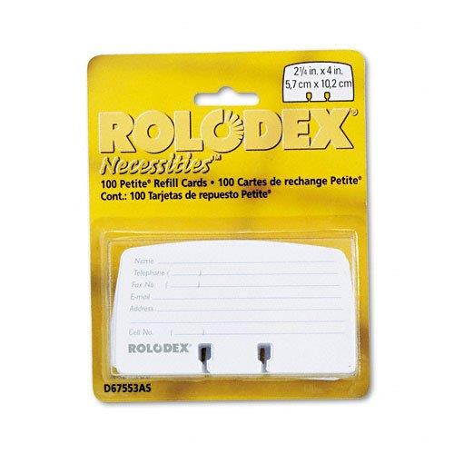 Rolodex : Petite Refill Cards, 2 1/4 x 4, 100 Cards per Set -:- Sold as 2 Packs of - 100 - / - Total of 200 Each
