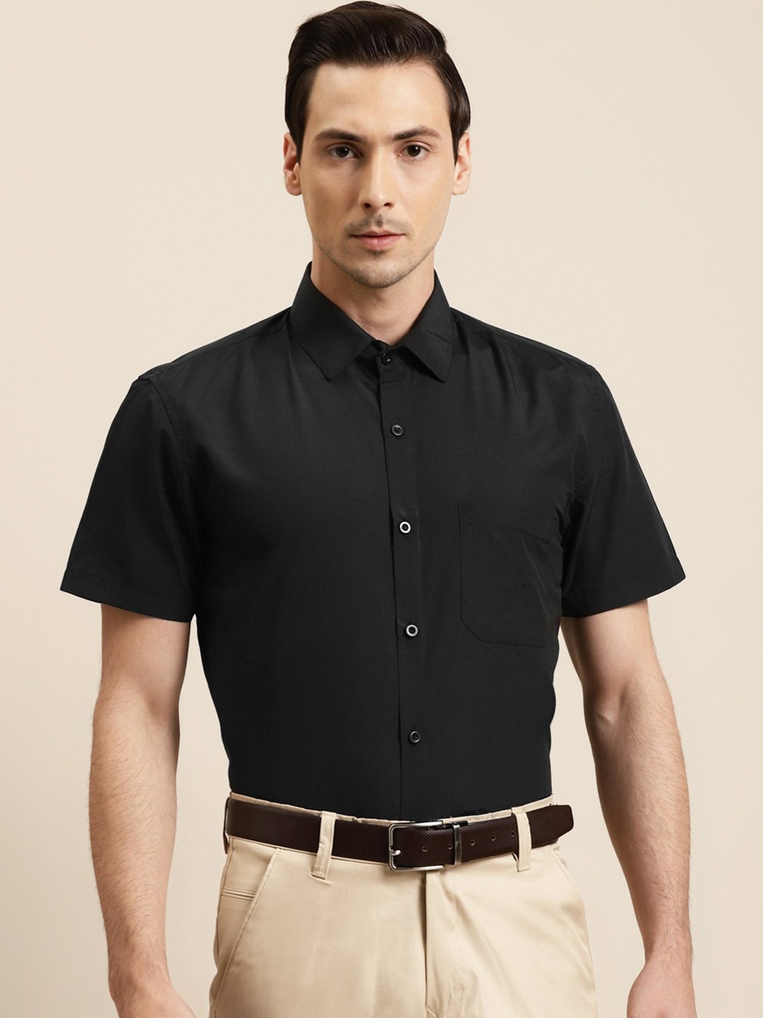 Sojanya Black Cotton Regular Fit Shirt