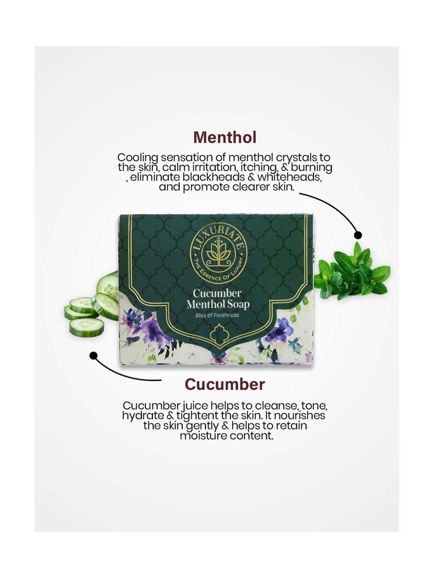 Luxuriate Cucumber and Menthol Soap Bar For Freshness - 125 gm