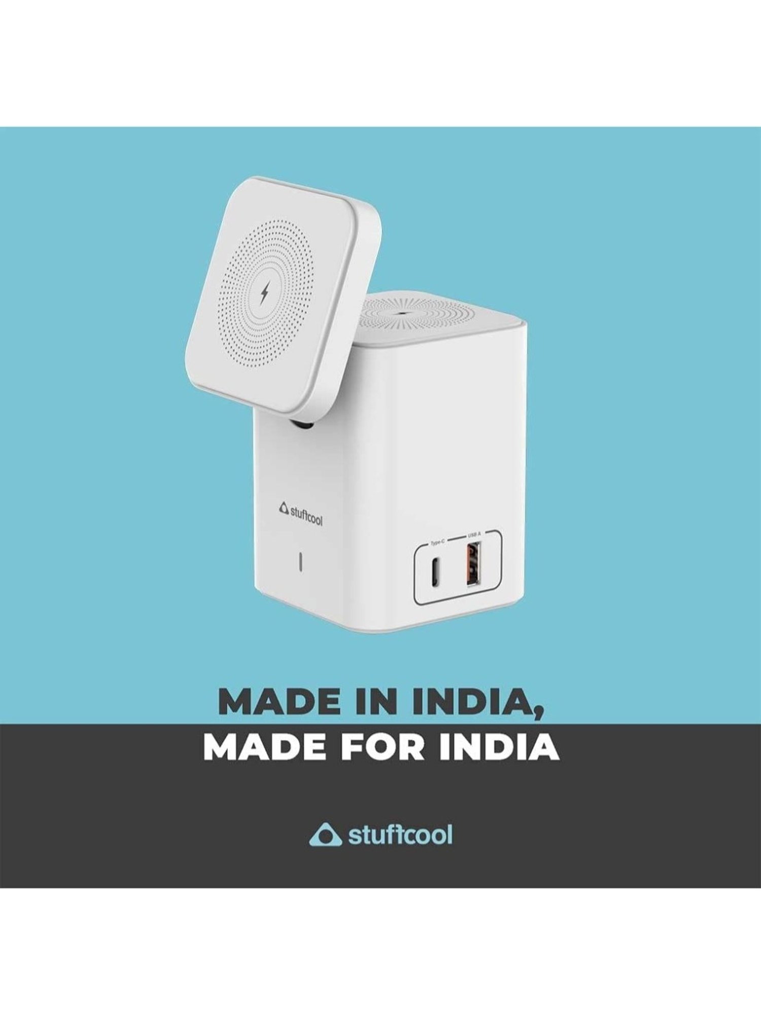 Stuffcool Magic 2 in 1 Magnetic Wireless Charging Station with 30W Dual Port PD PPS Output (White)