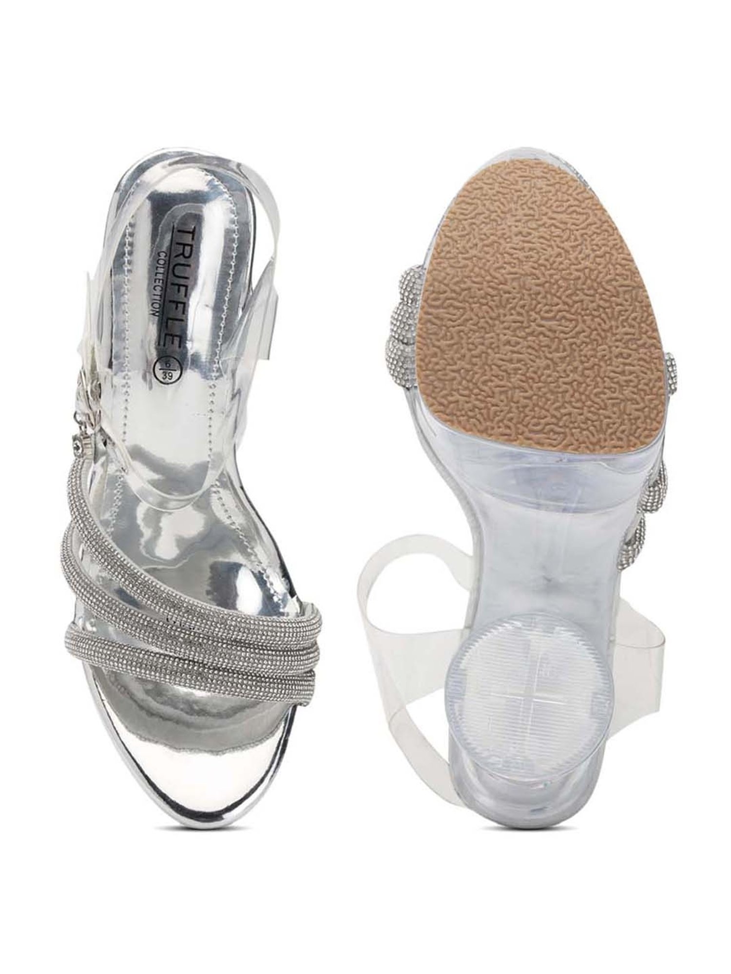 Truffle Collection Women's Silver Ankel Strap Sandal