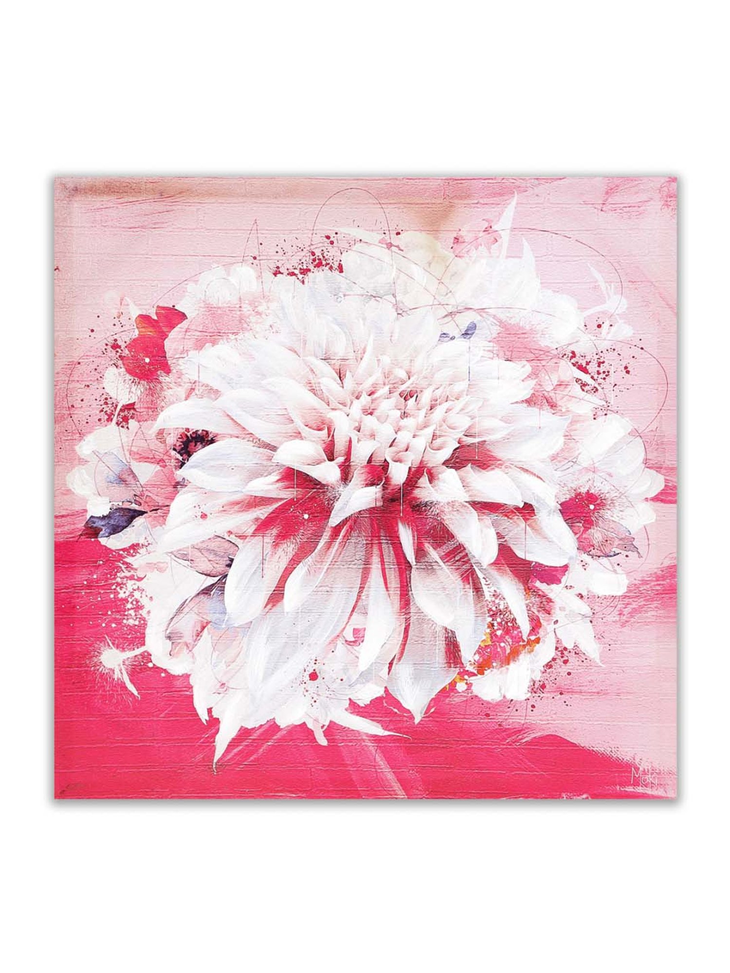 Home4U Pink & White Canvas 50 cm Flower Wall Art - Set of 1