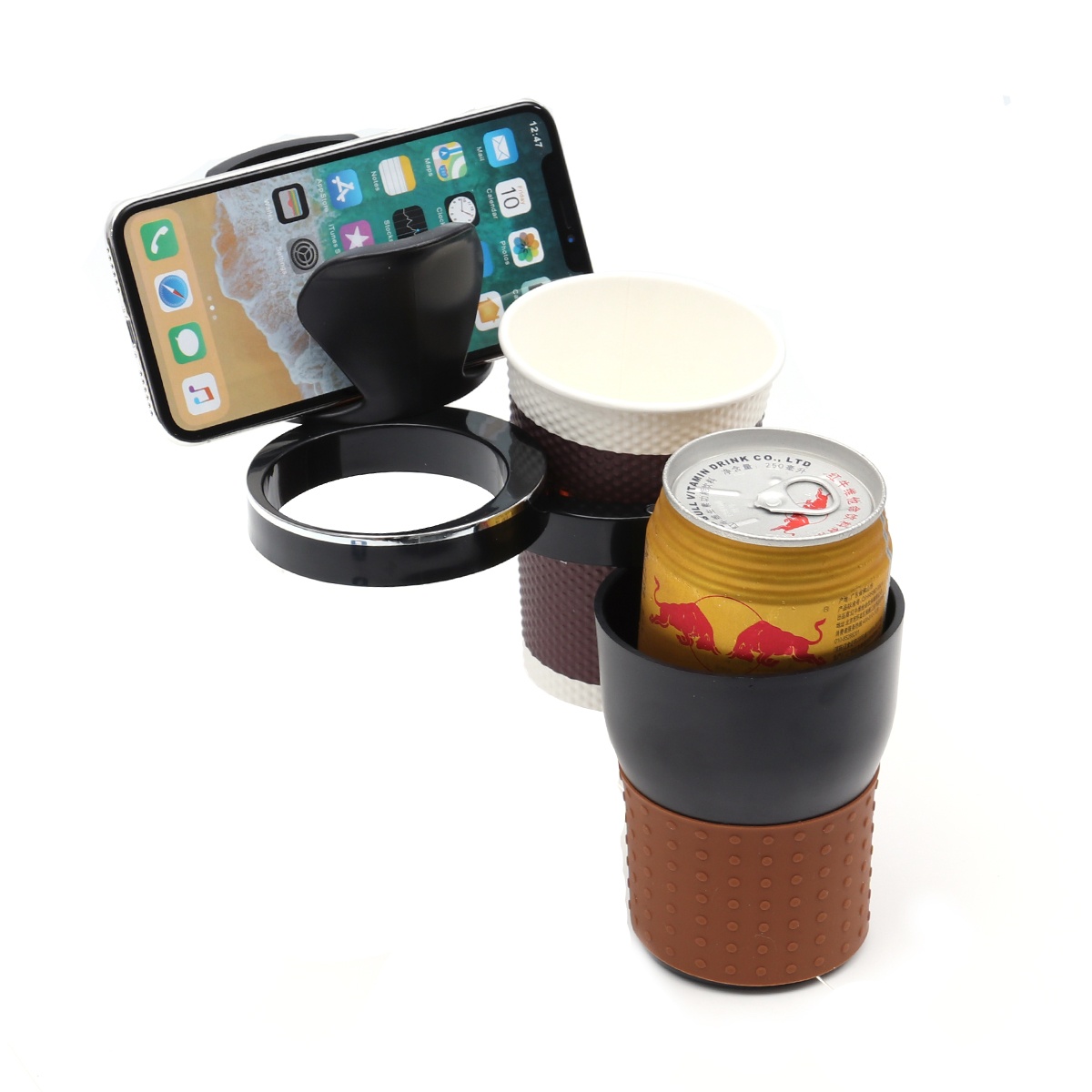 Car Multifunctional Cup Holder Auto-multi Cup Case Drinking Bottle Holder Organizer Storage Box (Black)