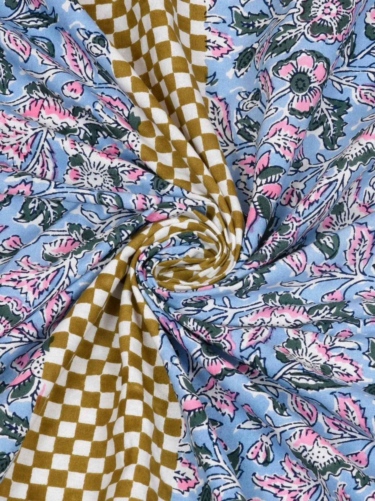 Living Roots Floral Beige 300 TC Cotton Bedsheet with 2 Pillow Covers