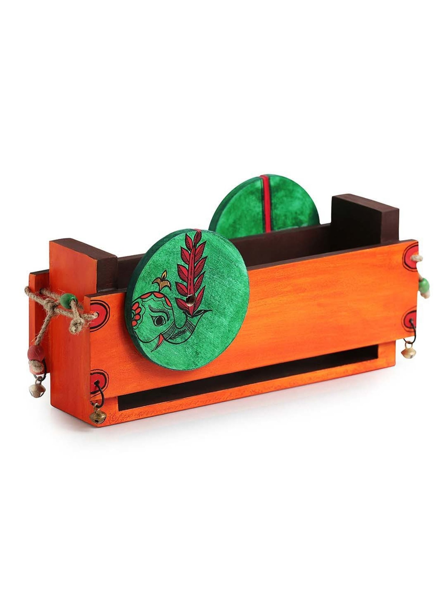 ExclusiveLane Madhubani Hand-Painted Magazine & Newspaper Stand In Wood