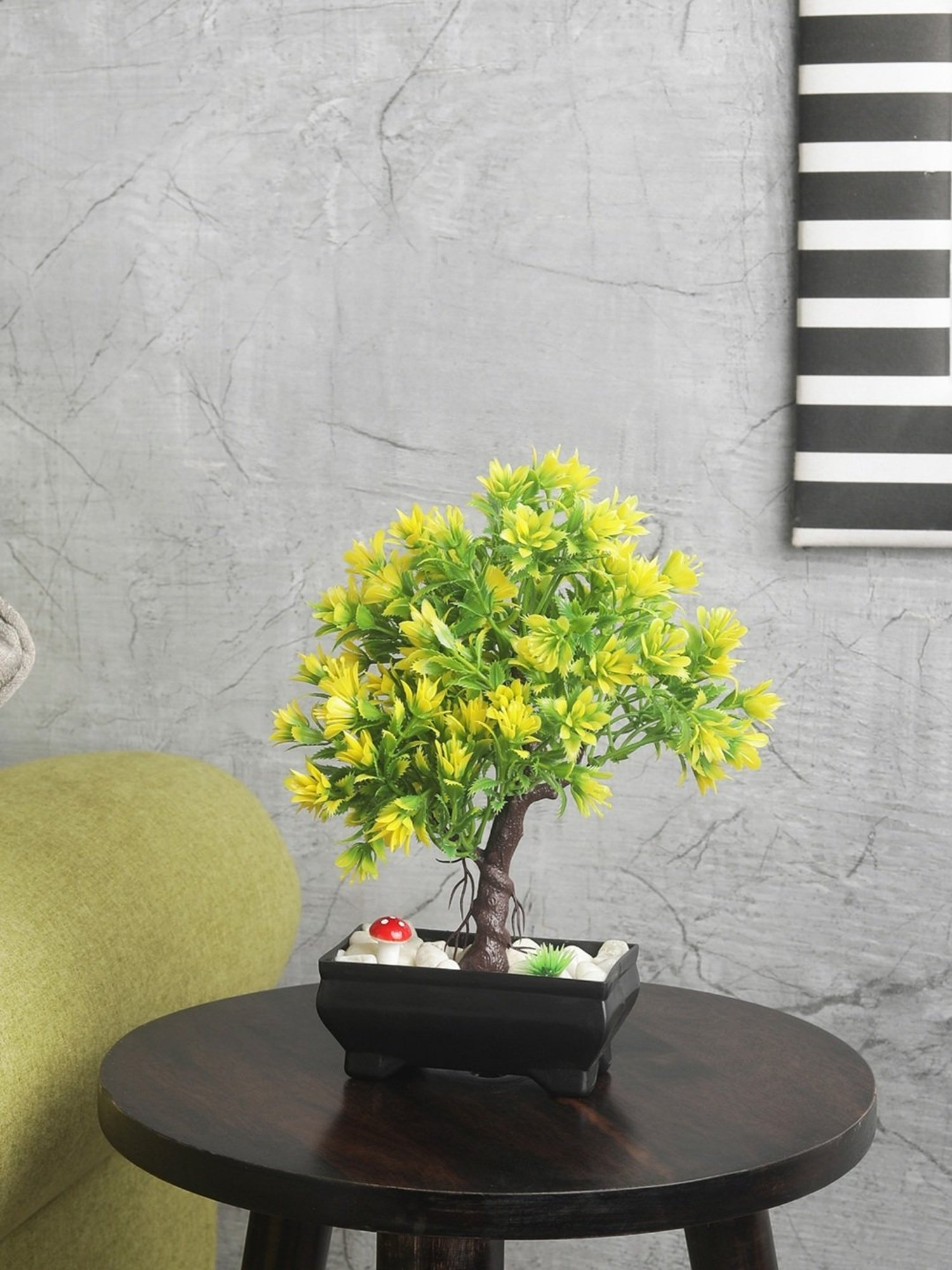 Foliyaj Multicolor Plastic 4 Branched Bonsai Tree
