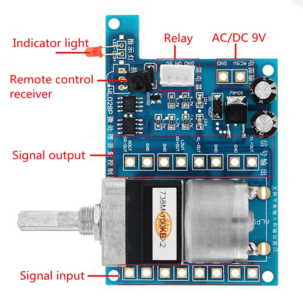 Volume Control Board With Indicator Light Infrared Remote Control Potentiometer