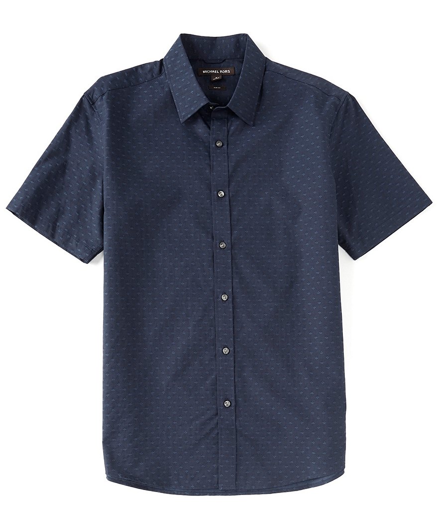 Michael Kors Slim-Fit Chambray Dobby Short-Sleeve Woven Shirt