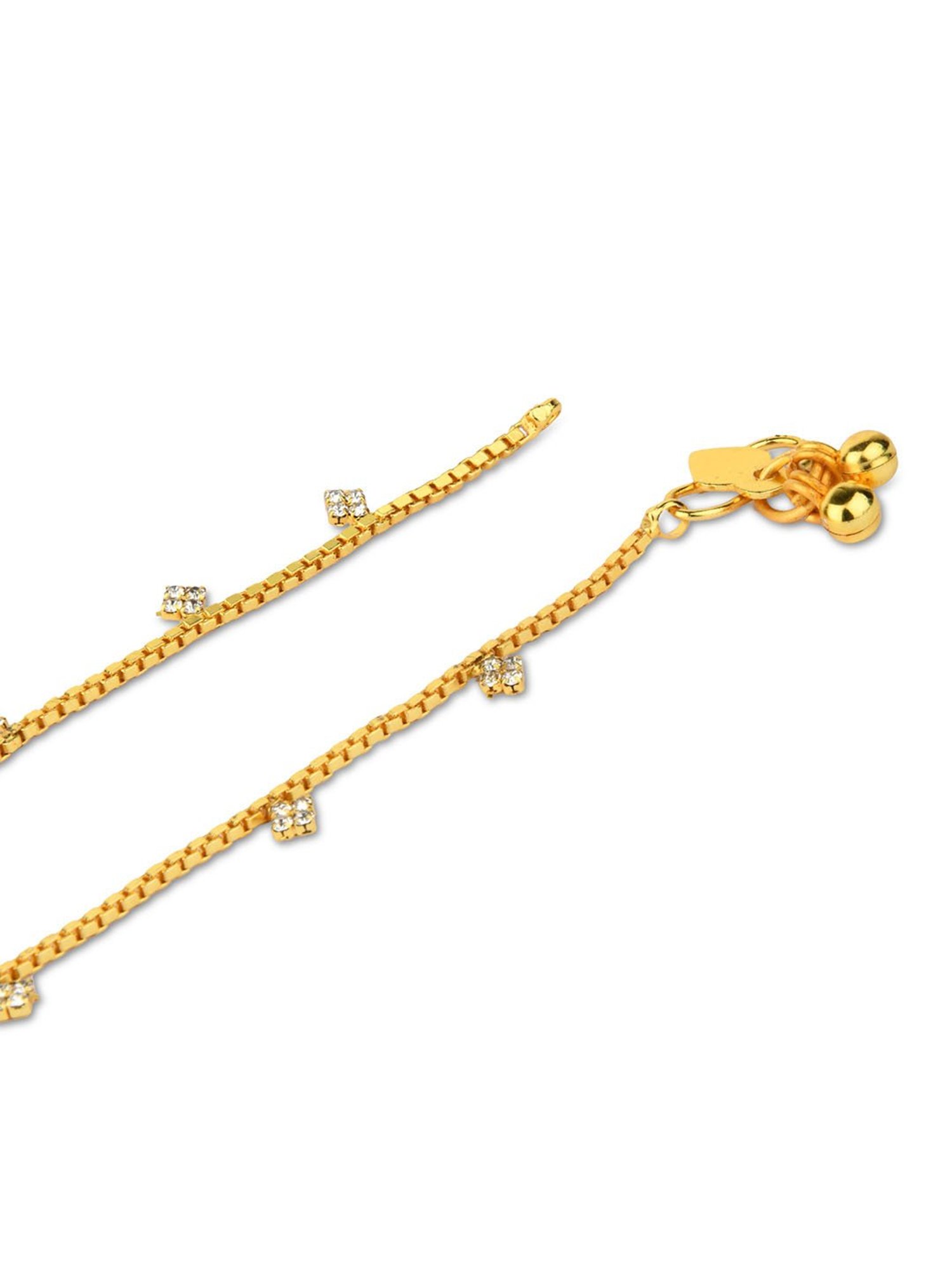 Fida Stones Studded Gold-Plated Anklets for Women - Set of 2