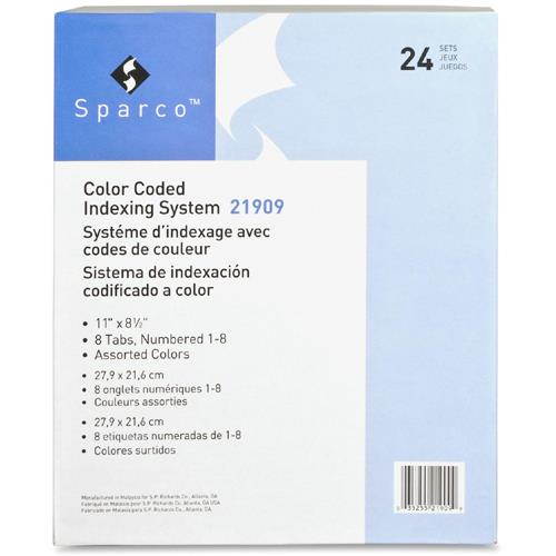 Index Dividers W/Table Of Contents, 1-8, 8 Tab, 24/ST,Multi