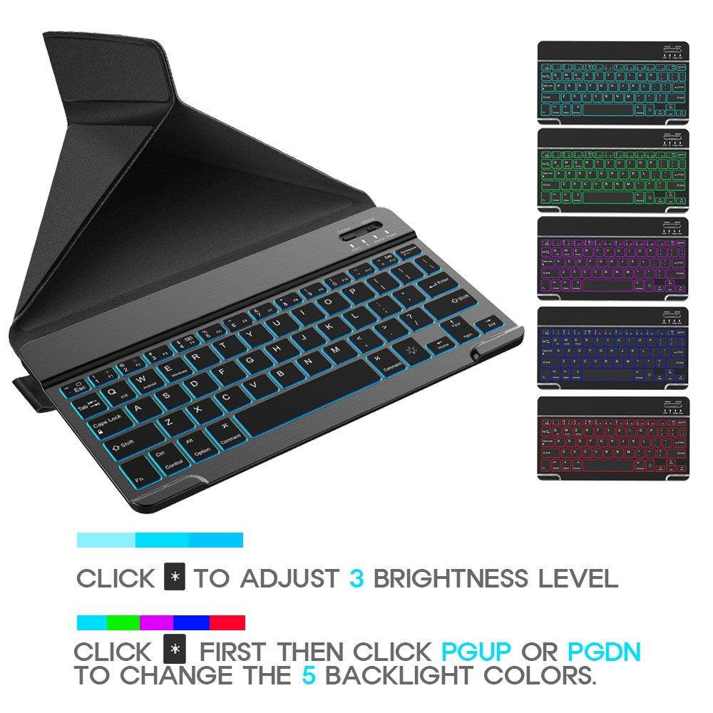 Nulaxy KM12 LED Backlit Bluetooth Keyboard Business Portable Rechargeable for Apple iPad iPhone Samsung Android Windows Tablets Phones Keyboard Cover - Black
