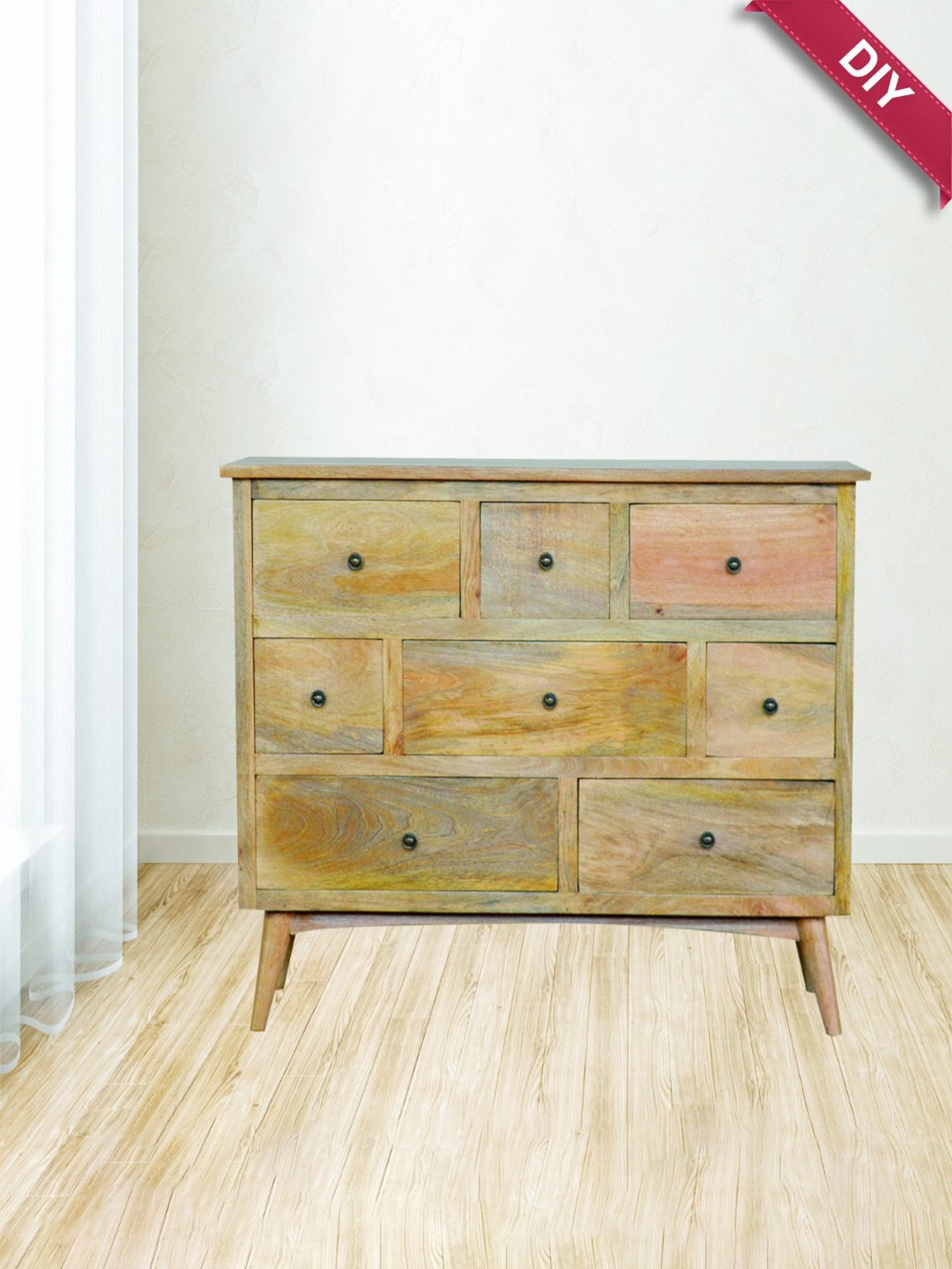 Fabindia Brown Sheesham Wood Textured Cabinet