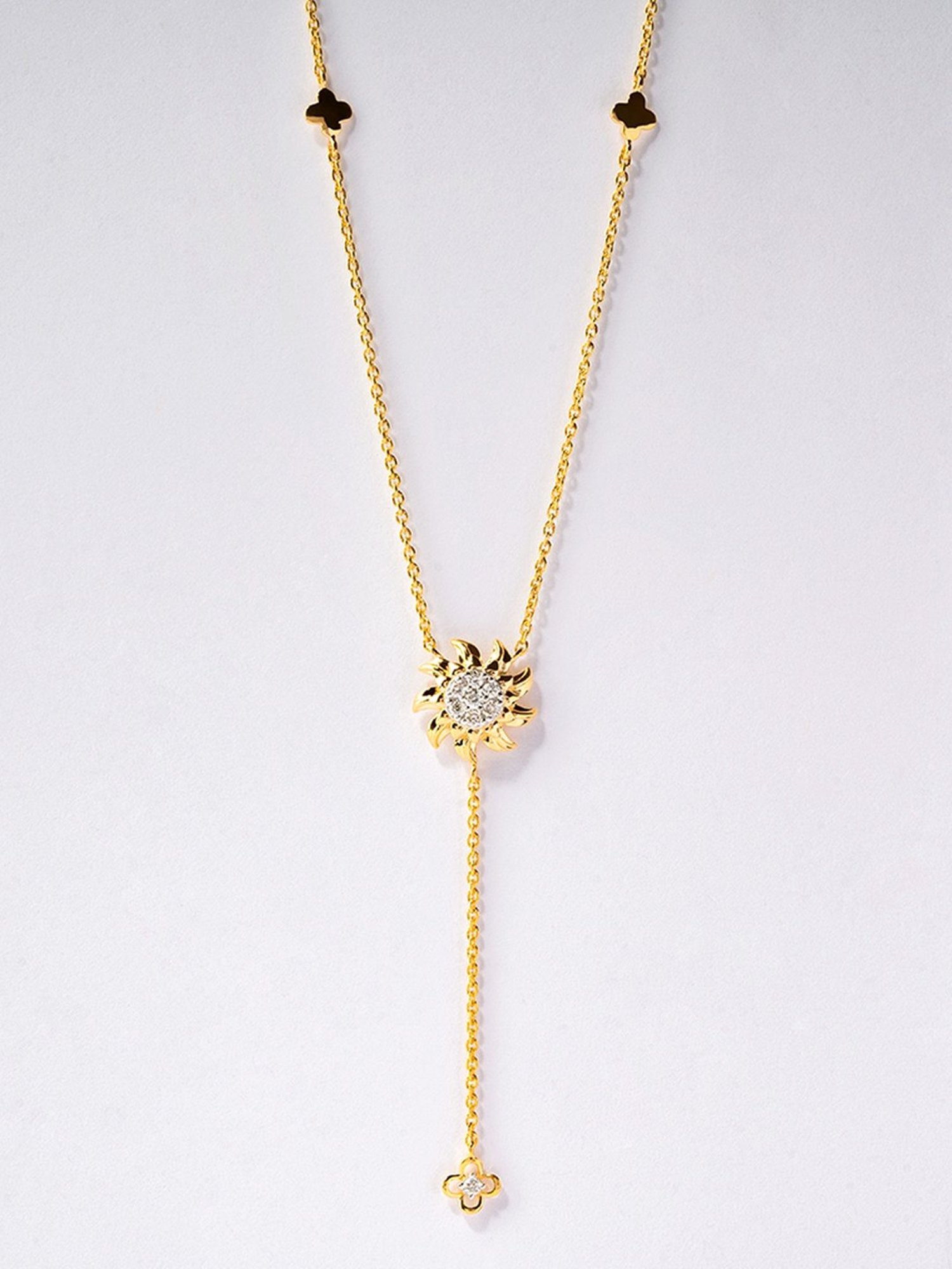 P.N.Gadgil Jewellers 18k Gold Spinner Floret Diamond Necklace For Women