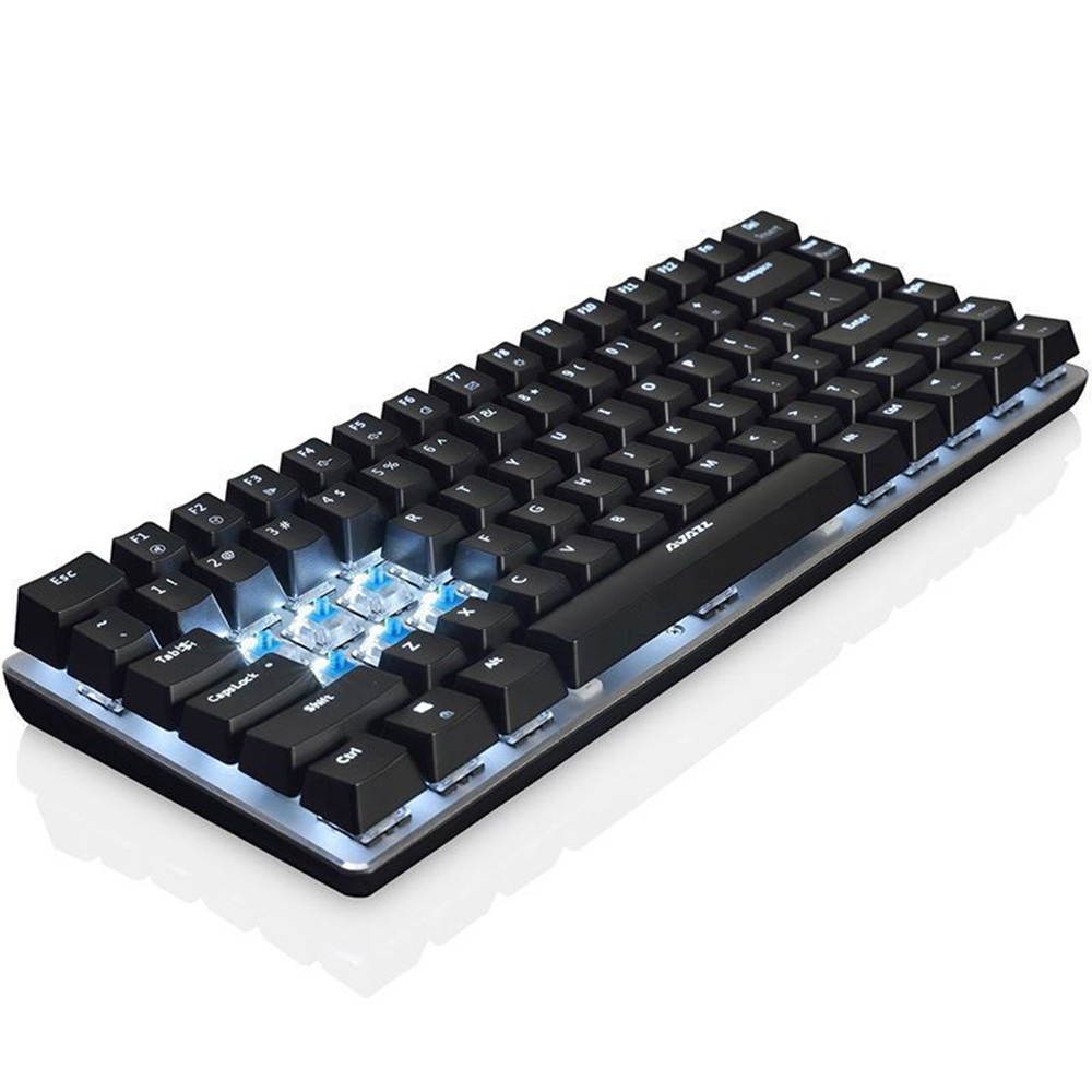 UrChoiceLtd&reg; Ajazz Geek AK3 Usb Wired Gaming Mechanical Keyboard Blue Black Switches for Office, Typists and Play Games ( Blue Switch, Black)