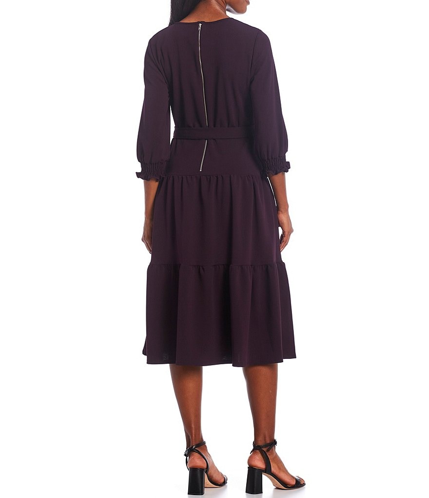 Tommy Hilfiger Paisley Chiffon Smocked Sleeveless Mock-Neck Midi A-Line Dress