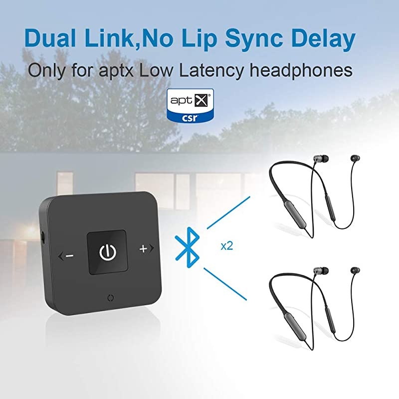 Bluetooth V50 Transmitter Receiver Wireless AptX Low Latency Audio Adapter for TV Home Theatre PC Laptop Support Volume Control Optical TOSLINK 35mm AUX RCA Jack 25 Hours Playtime