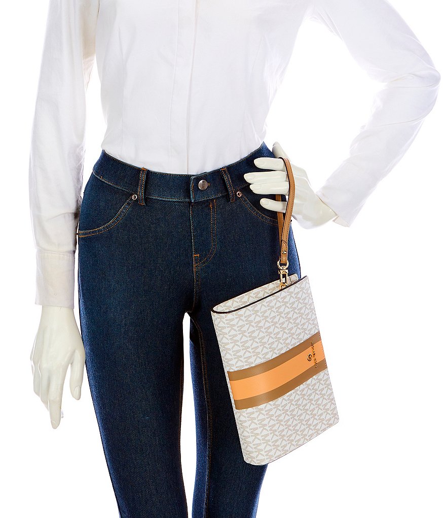 Michael Kors Zebra Signature Jet Set Double Zip Wristlet