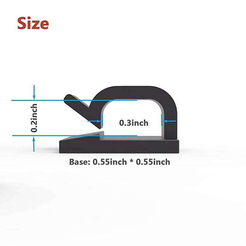 Cable Clips 60pcs with Strong Adhesive TapesWire Holder Organizer Cord Management for Car Office and Home BlackCC05