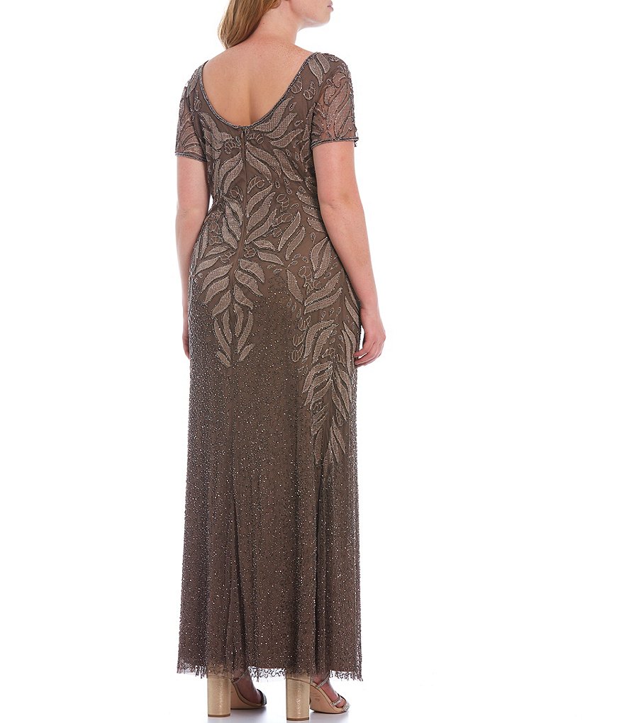 Jessica Howard Plus Size Crew Neck 3/4 Sleeve Printed Trapeze Dress