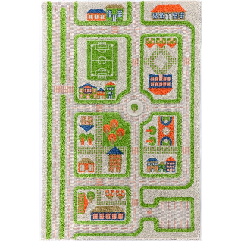 IVI World 3D Play Carpet 59 x 39-inch Educational Green Traffic Soft Floor Rug Mat for Bedroom, Kids Den, or Playroom, Medium