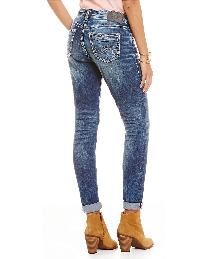 Silver Jeans Co. Slim Fit Mid-Rise Rolled Cuff Girlfriend Jeans