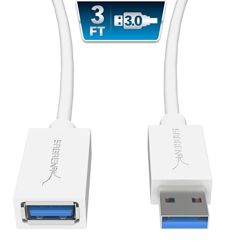22AWG USB 3.0 Extension Cable - A-Male to A-Female [White] 3 Feet (CB-303W)