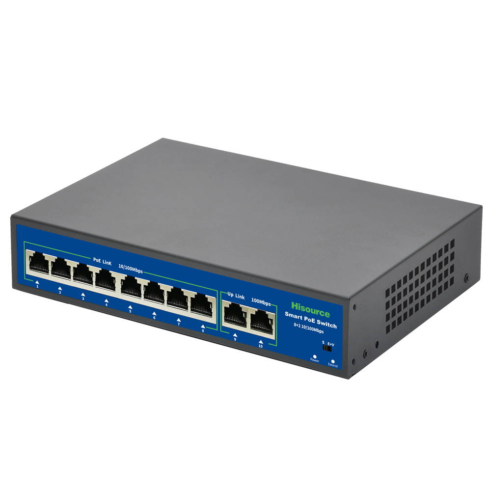 8 Port Fast Ethernet PoE Switch | 8 PoE Ports @120W, with 2 Uplink Ports | Plug & Play | Extend Mode | Priority Mode (Hi-F0820FBL-A)