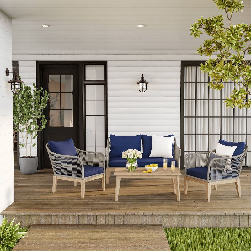 4pc Outdoor Conversation Set with Cushions - Navy - TK Classics