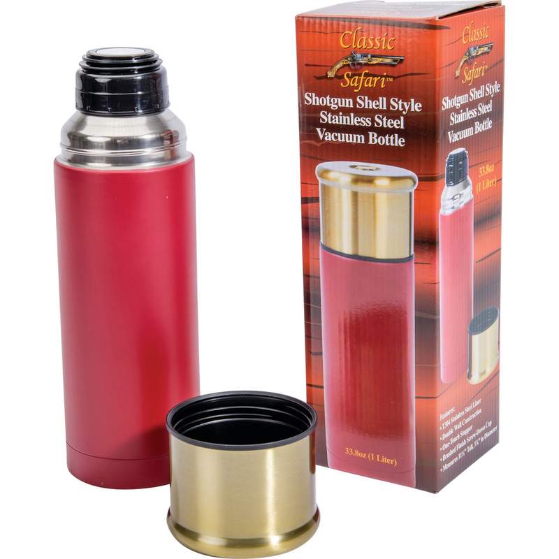 Classic Safari™ by MAXAM® Shotgun Shell Style 33.8oz (1L) Stainless Steel Vacuum Bottle