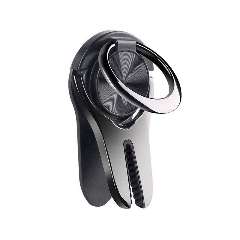 2-in-1 Metal Ring Stand  Air Vent Car Mount, Black