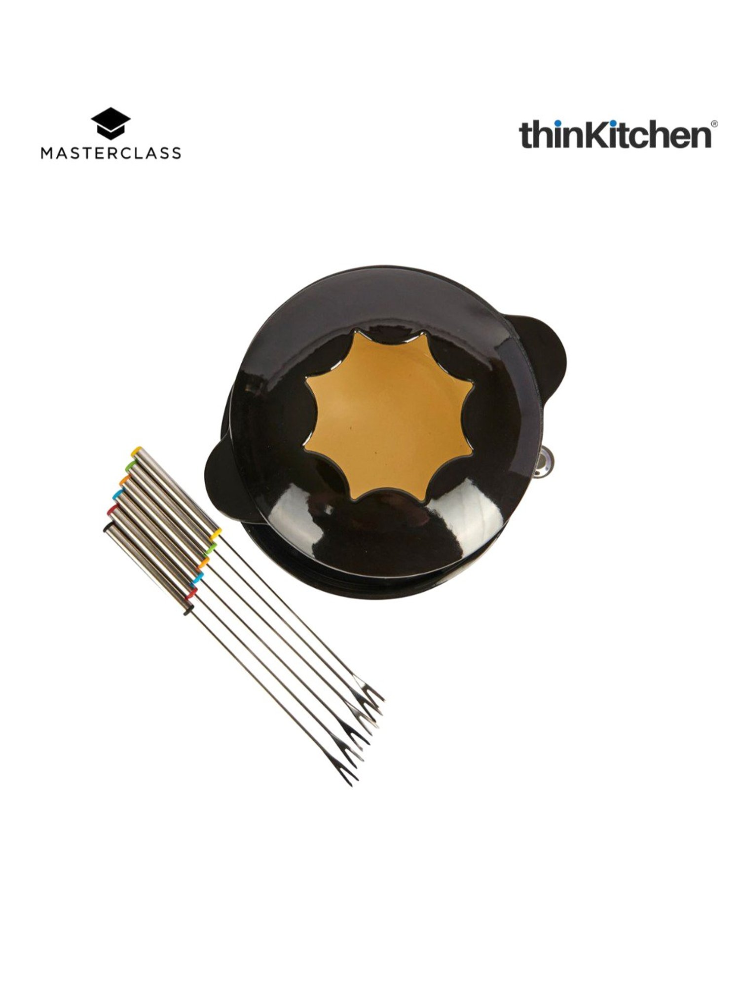 MasterClass Enamelled Black Cast Iron Fondue Set