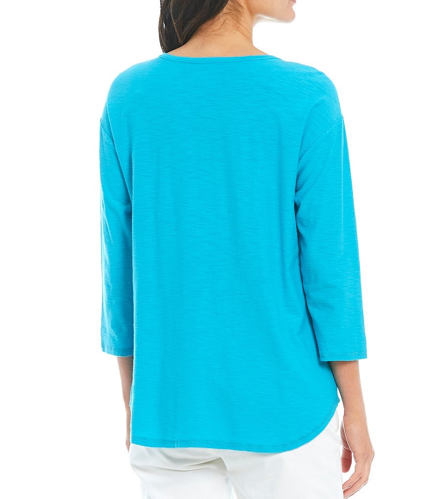 Westbound 3/4 Sleeve Seam Solid Cotton Blend Tee