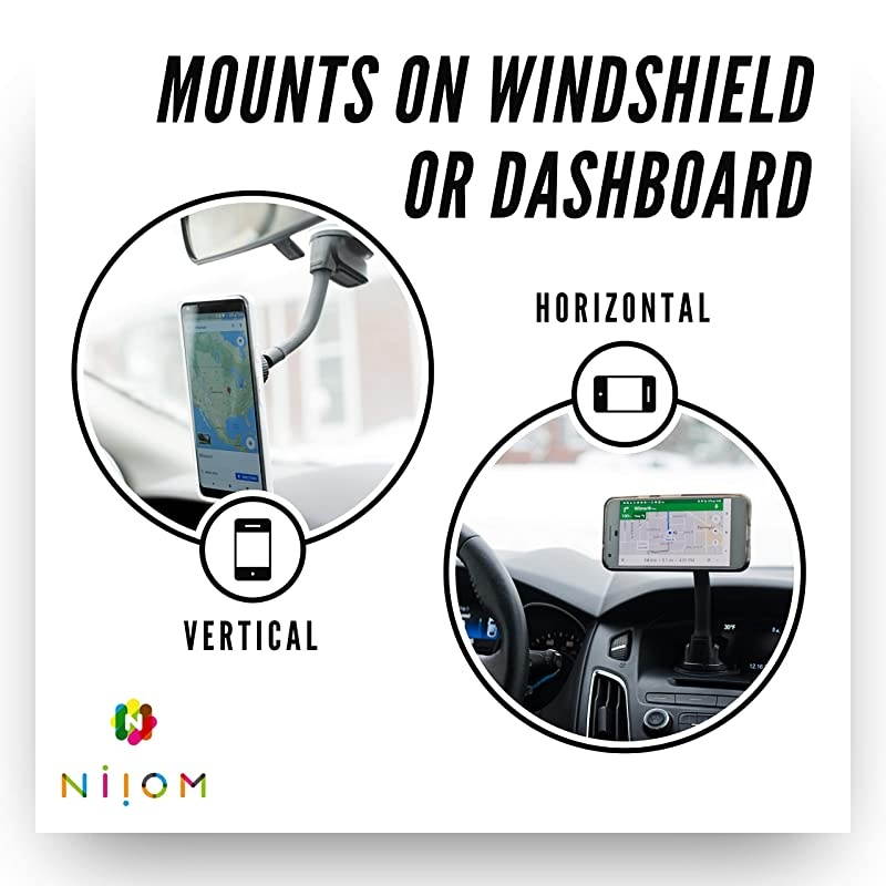 Cell Phone Holder Mount for Car ic w Super Stick Suction Cup for Dashboard or Windshield All Cellphone Models iPhone X 8 7 6 6S Galaxy S7 S8 Edge Google Pixel HTC One