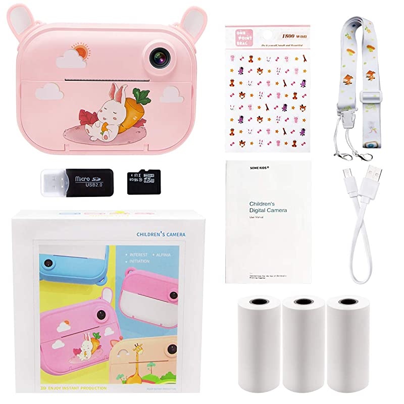 Print Camera for Kids Girls Zero Ink Print Photo Selfie Video Digital Camera with Paper Film 312 Years Old Children Mini Learning Toy Camera Gifts for Birthday Holiday Travel Pink