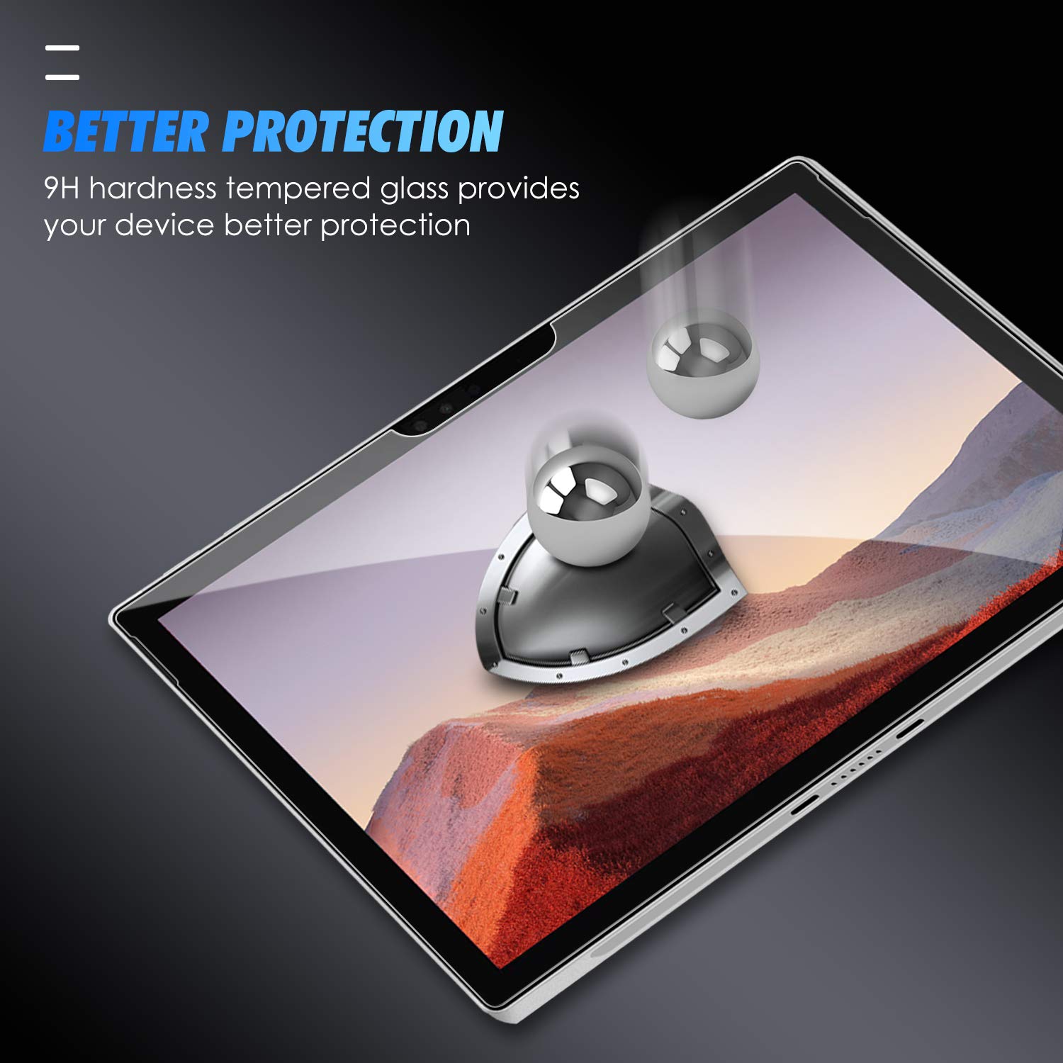 Screen Protector for Surface Pro 7 / Surface Pro 6 / Surface Pro (5th Gen) / Surface Pro 4, SPARIN Tempered Glass Screen Protector - Surface Pen Compatible/Scratch Resistant